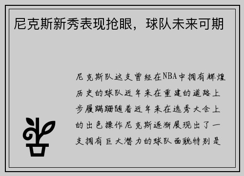 尼克斯新秀表现抢眼，球队未来可期